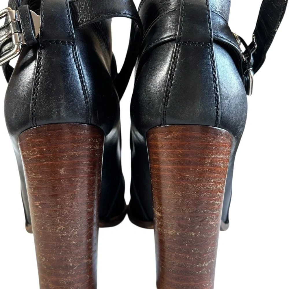 Celine Phoebe Philo Leather Ankle Booties Black Wood Heel EU 36 Italy 6 - Picture 5 of 10